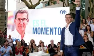 06/07/2023 - Alberto Núñez Feijóo a l'acte de l'inici de campanya del PP per a les eleccions generals del 23-J, celebrat a Castelldefels.