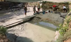 Imatge d'arxiu d'un sector excavat a la Draga de Banyoles l'any 2017