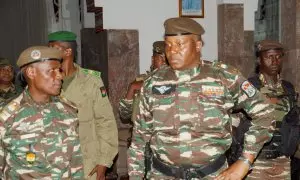 El general Abdourahmane Tiani, declarado nuevo jefe de Estado de Níger por los golpistas, antes de reunirse con varios ministros en Niamey, Níger, el 28 de julio de 2023. Balima Boureima / REUTERS.