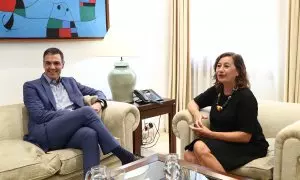 El president espanyol, Pedro Sánchez, i l'expresidenta balear, Francina Armengol, en una reunió l'agost del 2022.