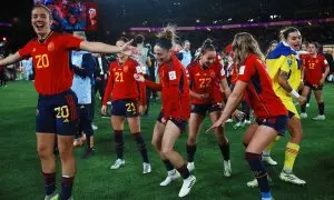 Las jugadoras bailan para celebrar su victoria en la final del Mundial de fútbol femenino, a 20 de agosto de 2023 en Sídney
