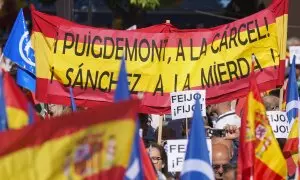 Asistentes a la manifestación del PP contra la amnistía celebrada en Madrid.