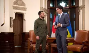 El presidente ucraniano, Volodímir Zelenski, y su homólogo canadiense, Justin Trudeau, en Ottawa.