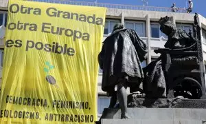 Granada, durante la primera marcha convocada contra la Cumbre de Europa, a 30/09/2023.