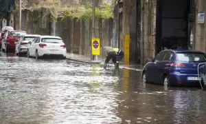 Inundaciones durante el paso de la borrasca ‘Aline’, a 19 de octubre de 2023, en Vigo, Pontevedra