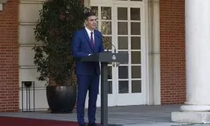 Pedro Sánchez comparece para anunciar la nueva composición del Gobierno. / Pool Moncloa/José Manuel Álvarez