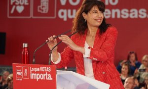 Ana Redondo, la nueva ministra de igualdad, en un acto de campaña en Valladolid, en mayo de 2023. Claudia Alba/Europa Press