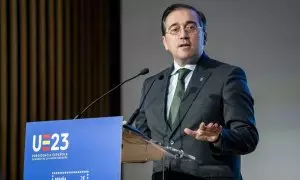 El ministro de Asuntos Exteriores, Unión Europea y Cooperación, José Manuel Albares, durante un acto en Madrid, a 23 de noviembre de 2023.