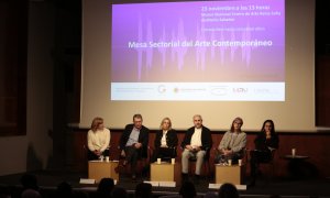 28/11/2023 - Fotografía de la presentación de propuestas de la Mesa Sectorial de Arte Contemporáneo, reunidos en el Museo Reina Sofía en Madrid el pasado jueves 23 de noviembre.