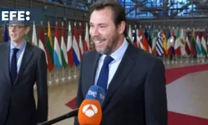 Óscar Puente llega al Consejo de ministros de Transporte de la UE en Bruselas