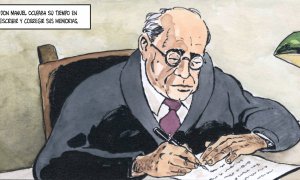 Manuel Azaña, en el cómic 'Plomo y gualda', de Juanarete y Manuel Granell.