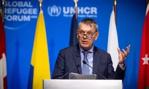 14/12/23 El Comisionado General de la UNRWA, Philippe Lazzarini, se dirige a la asamblea el día de la inauguración del Foro Mundial sobre Refugiados, en Ginebra, Suiza, el 13 de diciembre de 2023.