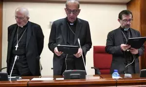 Los obispos durante la Asamblea Plenaria Extraordinaria de la Conferencia Episcopal Española, a 30 de octubre de 2023, en Madrid.