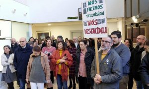 11/1/24 Imagen de la protesta de ayer en la sede central de la CRTVG.