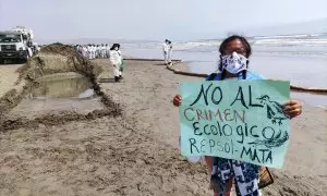 La primera gran marcha de pescadores y comerciantes afectados a una sede de Repsol fue el 23 de enero de 2022