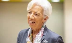 La presidenta del BCE, Christine Lagarde, durante un evento en Bruselas, a 27 de octubre de 2023.