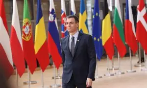 El presidente del Gobierno Pedro Sánchez llega al Consejo Europeo, a 20 de febrero de 2020.