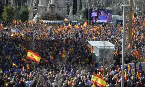 Cientos de personas durante una manifestación convocada por el PP, a 28 de enero de 2024, en Madrid