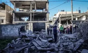 Varios edificios derrumbados tras los ataques de Israel en Rafah, a 4 de febrero de 2024