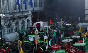 Los agricultores de Bélgica y otros países europeos usan sus tractores para bloquear el Parlamento Europeo, en una protesta por los precios, los impuestos y la regulación ambiental.