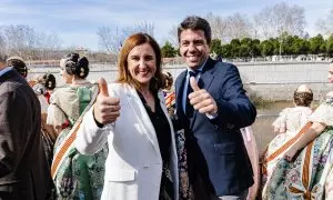 La alcaldesa de València, María José Catalá, y el presidente de la Generalitat Valenciana, Carlos Mazón, en Madrid, a 18 de febrero de 2024.