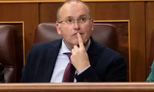 El portavoz del PP en el Congreso, Miguel Tellado, durante una sesión de control al Gobierno, en el Congreso, a 13 de diciembre de 2023, en Madrid.