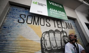4/3/24 - Trabajadores de Télam protestan contra el cierre de la agencia en Buenos Aires.