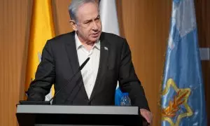 El primer ministro israelí, Benjamín Netanyahu, durante una rueda de prensa en Israel, a 11 de febrero de 2024.