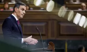 El presidente del Gobierno, Pedro Sánchez, interviene durante la sesión de control al Ejecutivo este miércoles en el Congreso