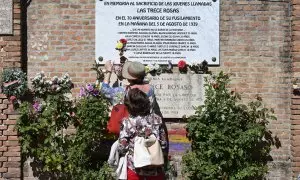 Homenaje a las víctimas del franquismo en Madrid con el lema "Por la declaración de Lugar de Memoria de la Necrópolis", en el cementerio civil de Madrid.