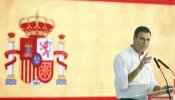 Pedro Sánchez e Iceta exhiben una gran bandera rojigualda en el mitin del PSC