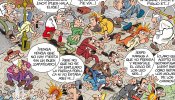 El rey Juan Carlos, Oriol Junqueras, Pablo Iglesias y Rajoy, a tortazos en el nuevo libro de Mortadelo y Filemón