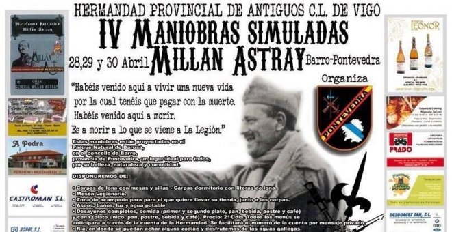 Homenaje de legionarios a Millán Astray con el logo del Ministerio de Defensa