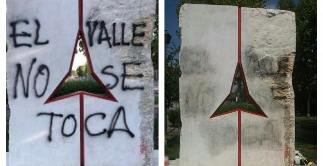 Aparece con pintadas fascistas el monumento a las Brigadas Internacionales instalado en Vicálvaro (Madrid)