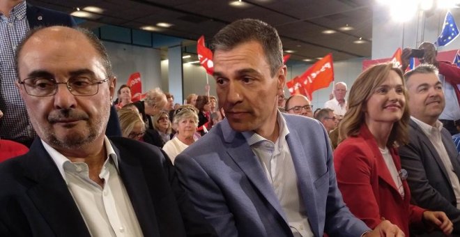 Sánchez y Lambán llaman a la movilización: "Las urnas están vacías y nada está ganado"
