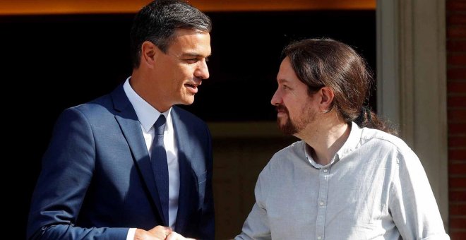 Sánchez e Iglesias se reúnen poco más de una hora durante la ronda de contactos para la investidura