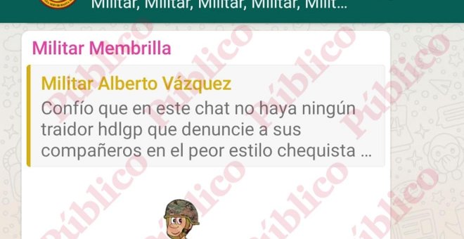 Un chat de militares en activo defiende al grupo de los '26 millones de fusilados' porque "es el sentimiento de muchos"