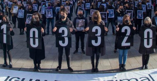 Cientos de activistas protestan en Madrid en contra de la crueldad animal