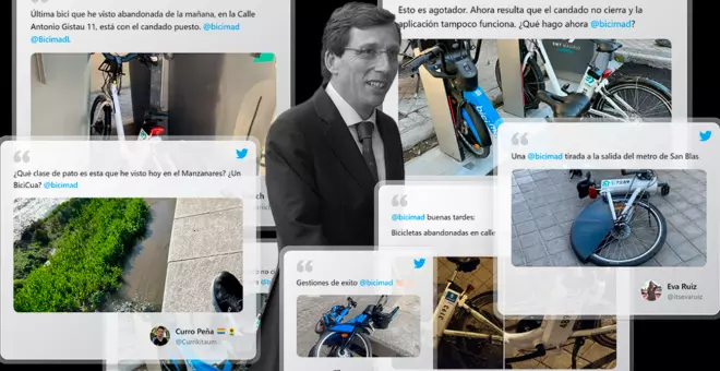 Almeida afianza el "abandono" de BiciMad: bicicletas desguazadas y hundidas en el río Manzanares