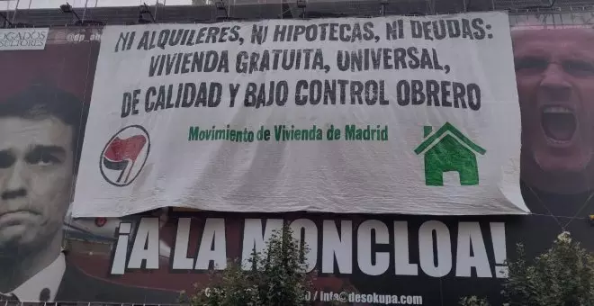 Boicotean la "lona del odio" de Desokupa para reivindicar el derecho a la vivienda