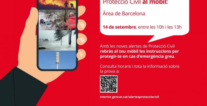 Protecció Civil farà una prova del sistema d’alertes als mòbils a l'àrea de Barcelona el pròxim dijous 14