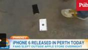 Al primer comprador de un iPhone 6 en Perth se le cae en directo en televisión