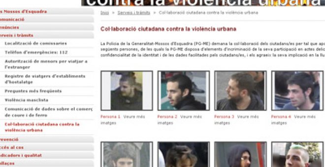 Los Mossos retiran temporalmente la web para delatar a "violentos"