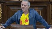 El diputado Sabino Cuadra, de Amaiur, luce la estelada en la tribuna del Congreso