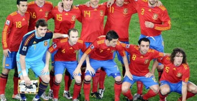 El Barça con la camiseta de La Roja