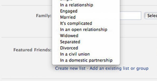 Facebook refleja las parejas de hecho