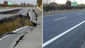 Técnicos japoneses reparan una carretera en solo seis días