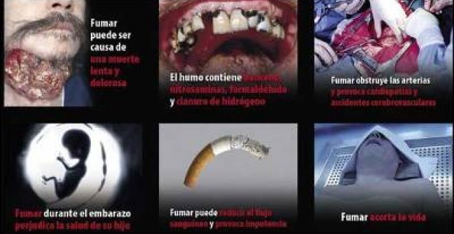 A partir de mayo los fumadores verán tumores, cadáveres o dientes dañados en sus paquetes de tabaco