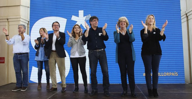 Los condenados por el 9-N reciben el homenaje de la militancia del PDeCAT