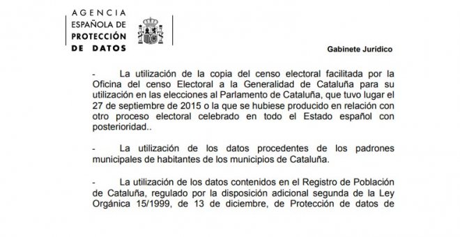 Protección de Datos inicia una investigación sobre el censo catalán para el referéndum tras recibir "una denuncia ciudadana"